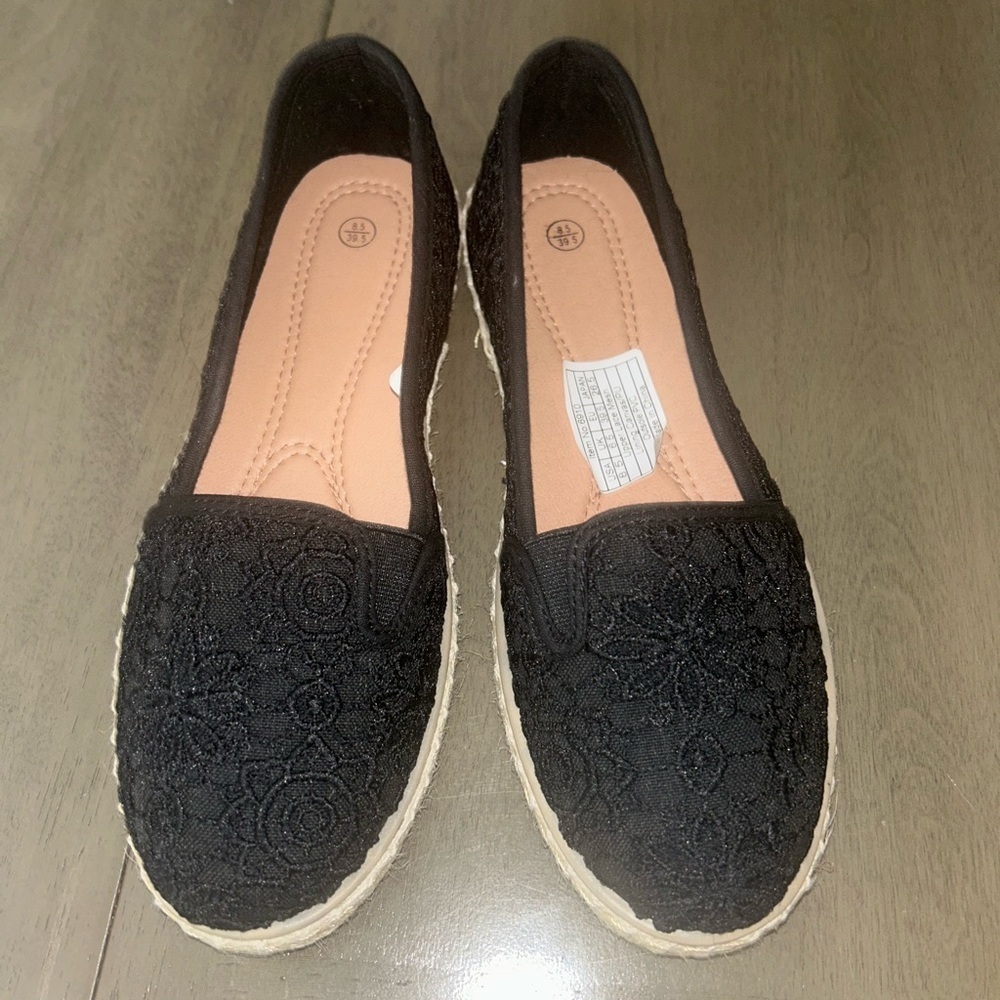 Women's Black Espadrille Flats